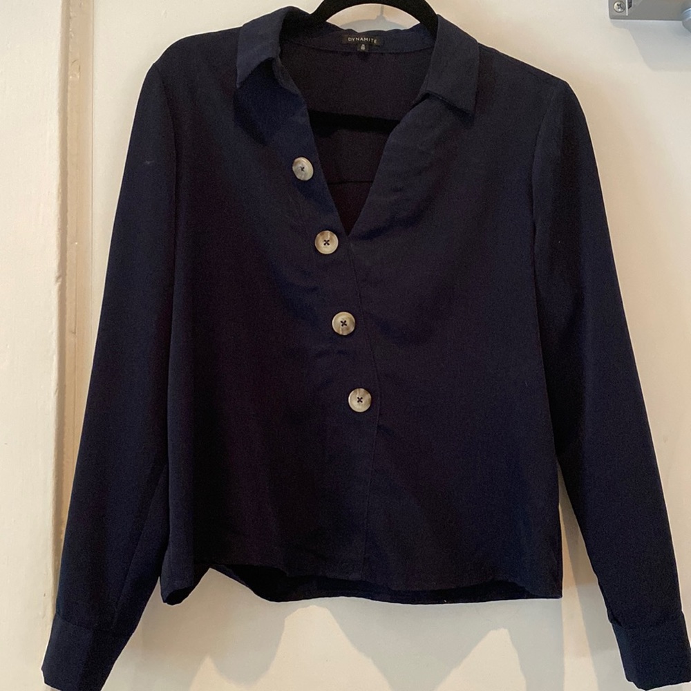 Dynamite Silk Buttoned Blouse